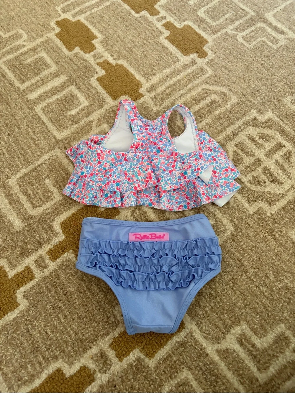 Ruffle Butts Pink & Blue Floral Ruffle Bikini